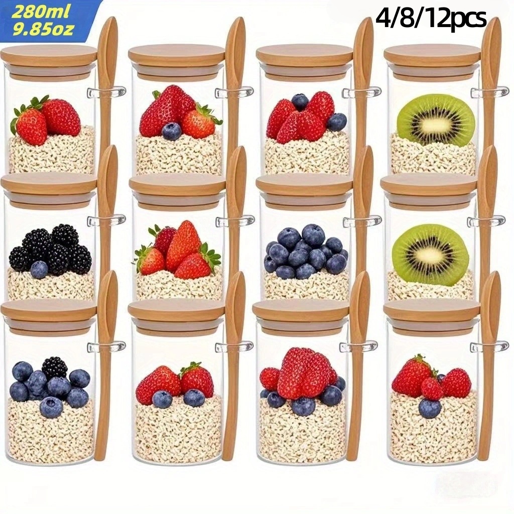 Meal Prep Yogurt - 4/8/12 Adet, Kapaklı Yulaf Ezmesi Kahvaltı