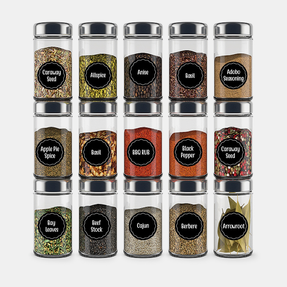 Spice Jar Labels - 144 adet Su Geçirmez Dikdörtgen Baharat
