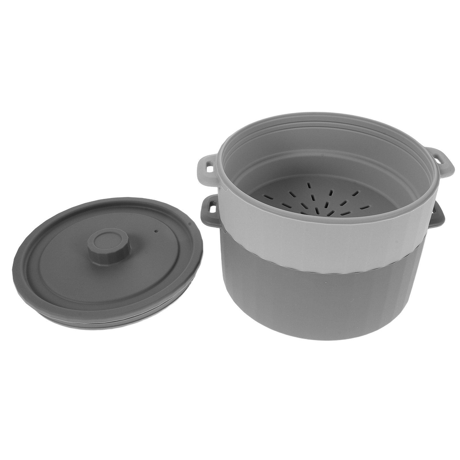 Meal Prep Healthy - Mikrodalga Silikon Buharlı Pişirici Tencere Çift
