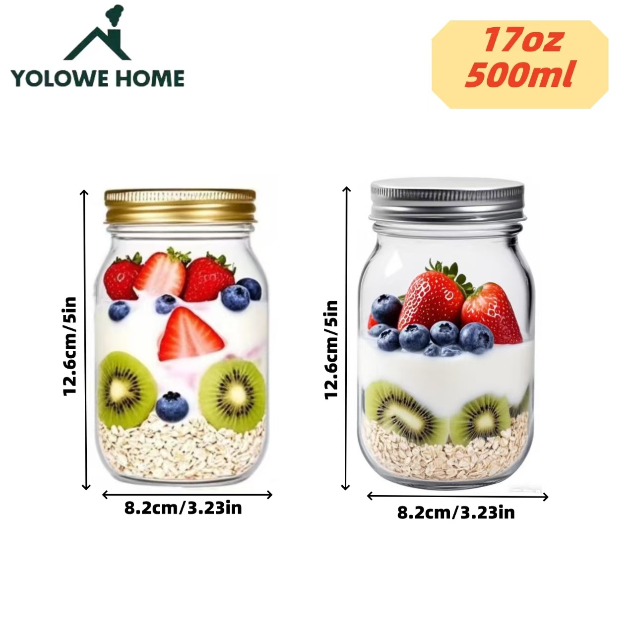 6'lı, 12'li, 500Ml/16Oz, Cam M - Meal Prep Overnight Oats incelemesi ve fiyatı