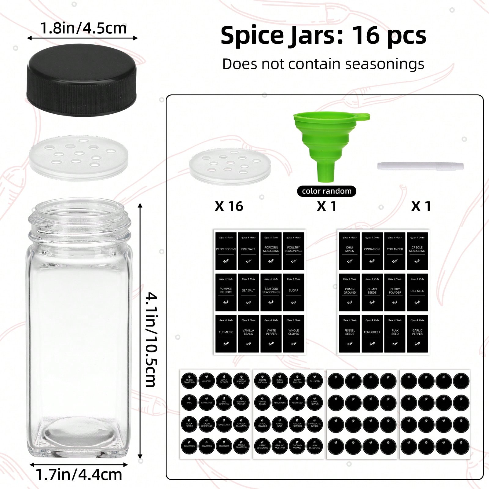 16/24'lü Paket 4oz Kare Cam Ba - Spice Jar Labels incelemesi ve fiyatı